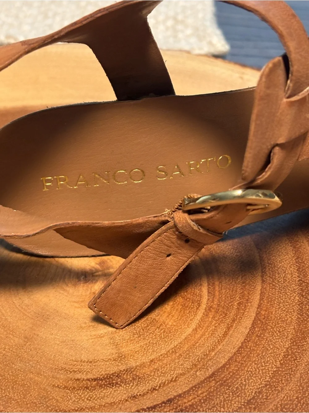 Franco Sarto Tan Strappy Wedge Sandals